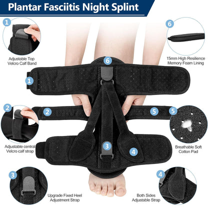 Night Splint for Plantar Fasciitis Adjustable Foot Support Brace