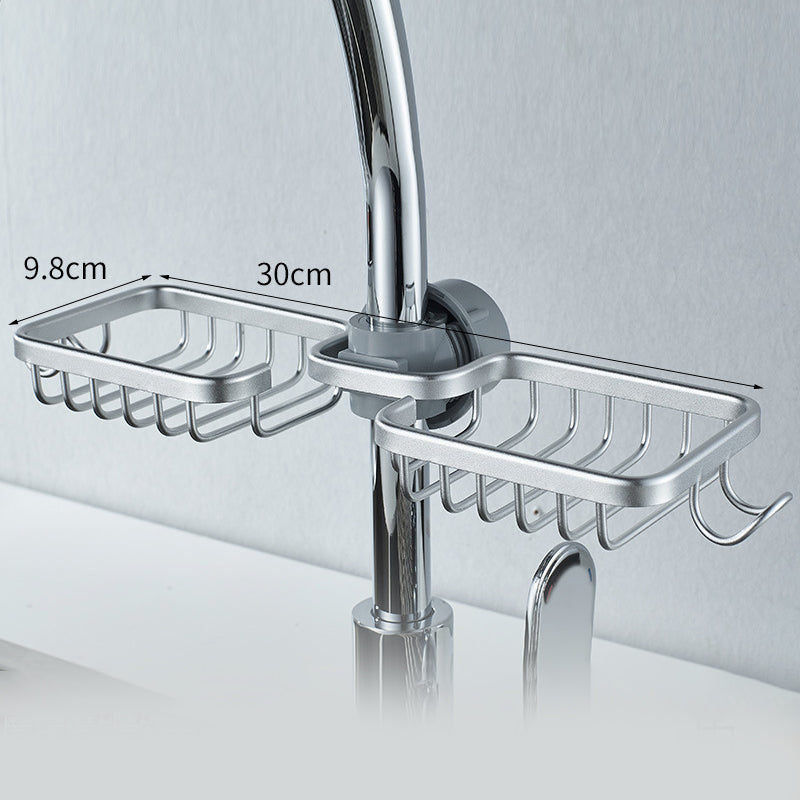 No Drill Aluminum Shower Caddy with Hooks