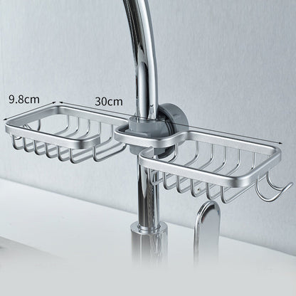 No Drill Aluminum Shower Caddy with Hooks