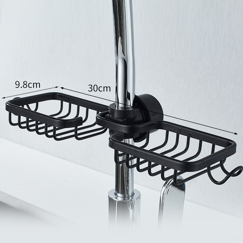 No Drill Aluminum Shower Caddy with Hooks