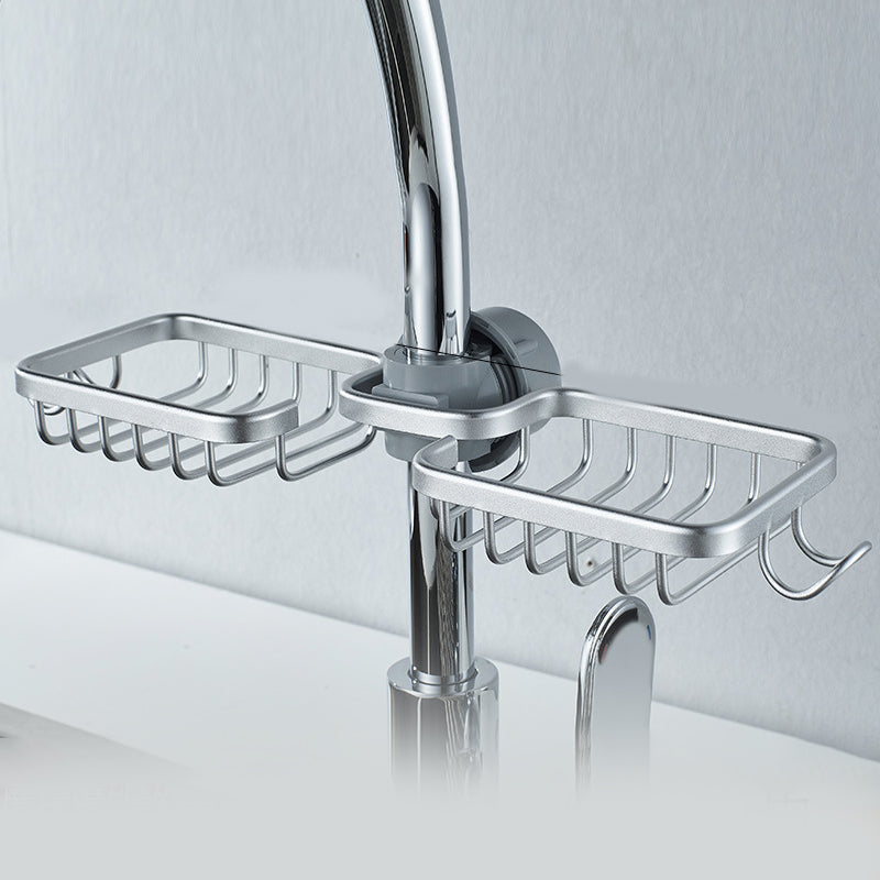 No Drill Aluminum Shower Caddy with Hooks