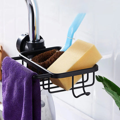 No Drill Aluminum Shower Caddy with Hooks