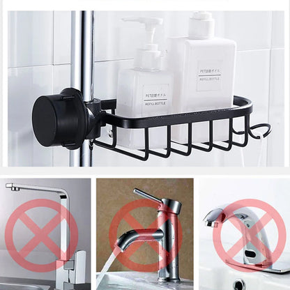 No Drill Aluminum Shower Caddy with Hooks