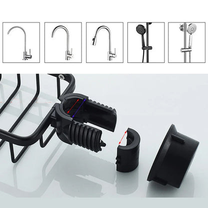 No Drill Aluminum Shower Caddy with Hooks