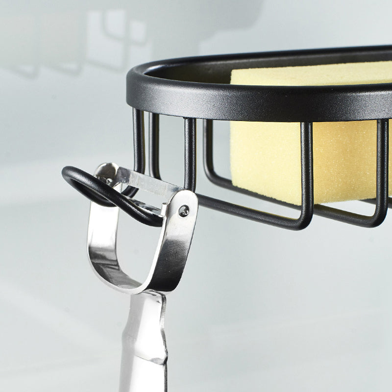 No Drill Aluminum Shower Caddy with Hooks
