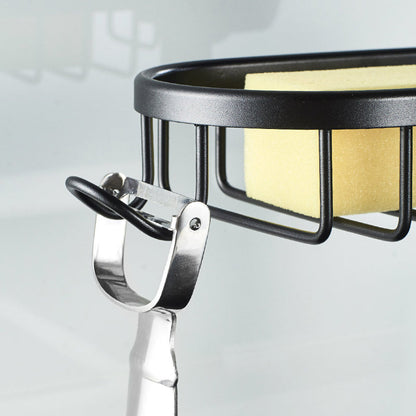 No Drill Aluminum Shower Caddy with Hooks