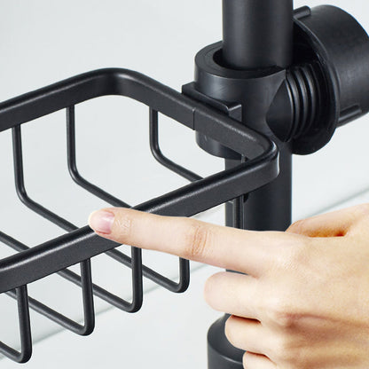 No Drill Aluminum Shower Caddy with Hooks