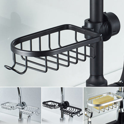 No Drill Aluminum Shower Caddy with Hooks
