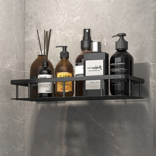 No Drill Metal Bathroom Shelf with Strong Suction Mount