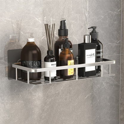 No Drill Metal Bathroom Shelf with Strong Suction Mount
