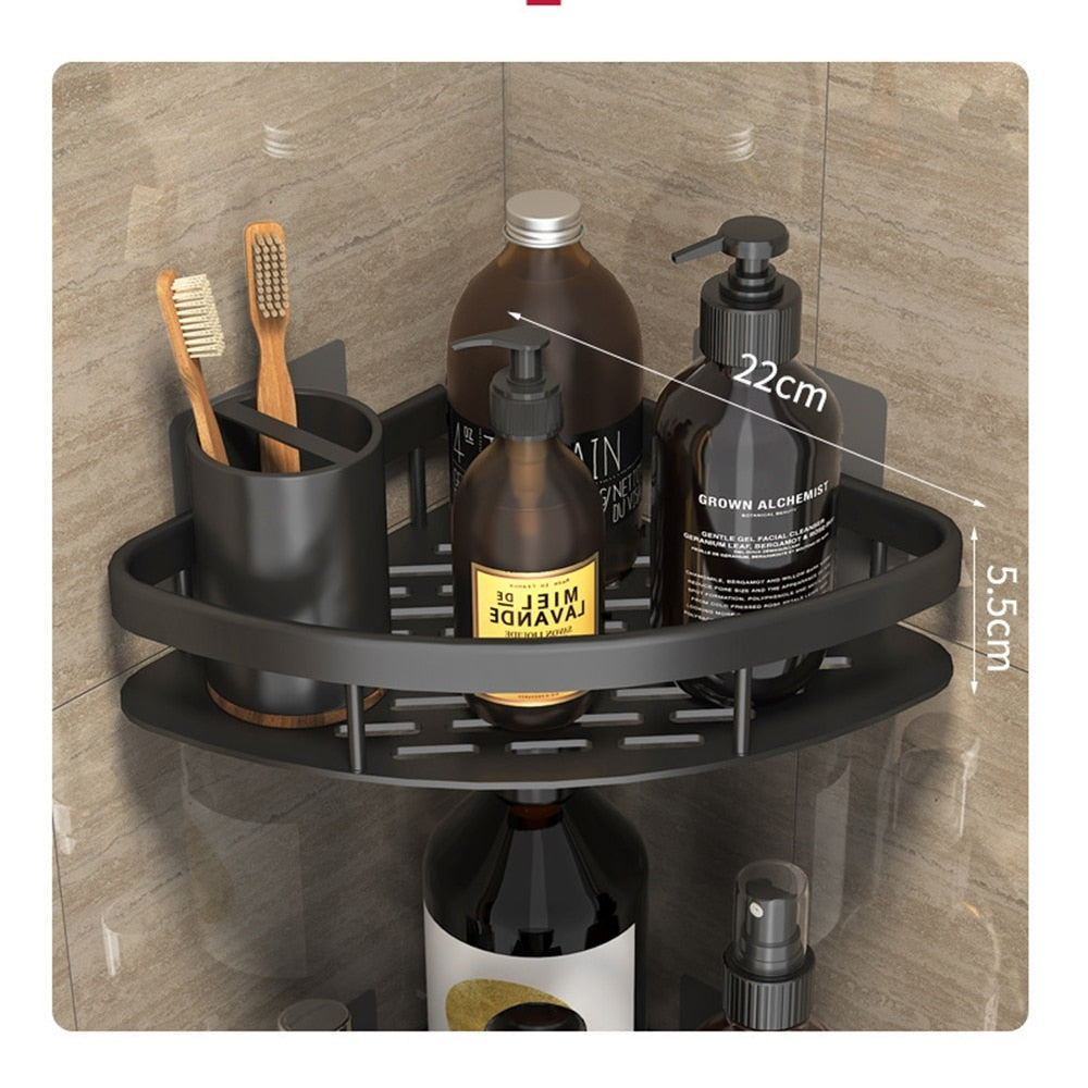 No Drill Metal Bathroom Shelf with Strong Suction Mount