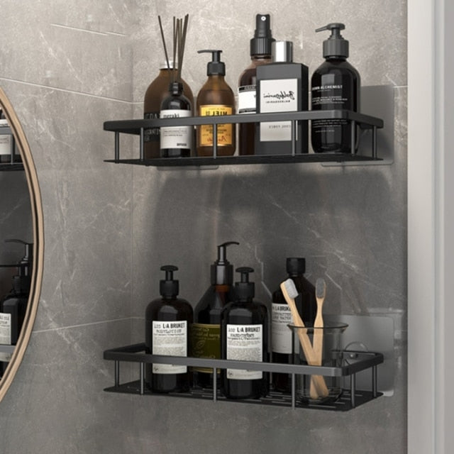 No Drill Metal Bathroom Shelf with Strong Suction Mount