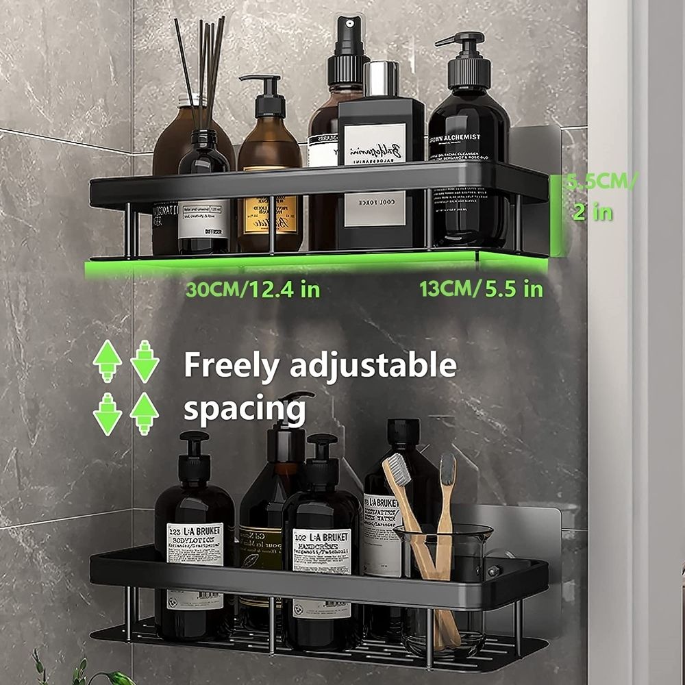 No Drill Metal Bathroom Shelf with Strong Suction Mount