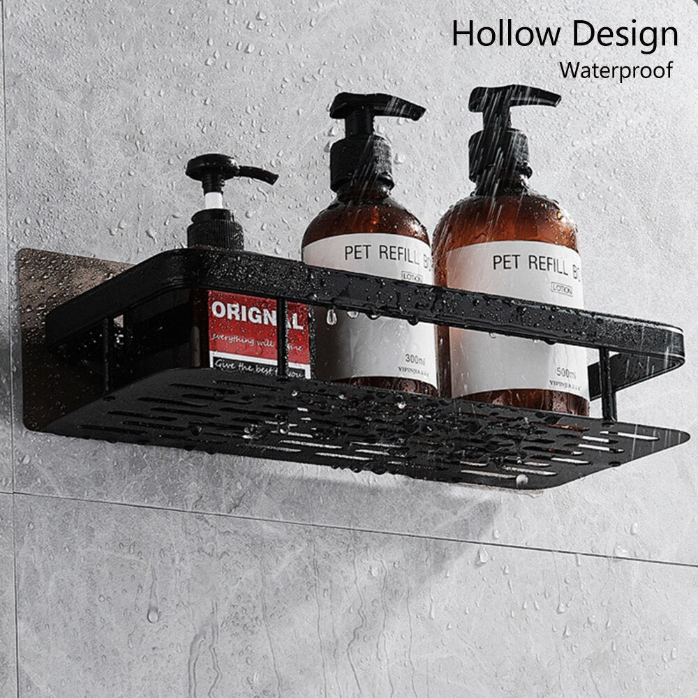 No Drill Metal Bathroom Shelf with Strong Suction Mount