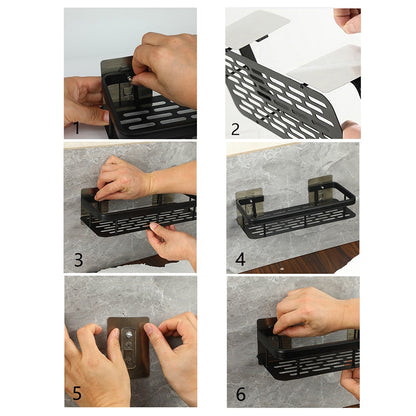 No Drill Metal Bathroom Shelf with Strong Suction Mount