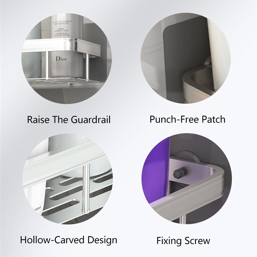 No Drill Metal Bathroom Shelf with Strong Suction Mount