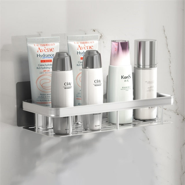No Drill Metal Bathroom Shelf with Strong Suction Mount