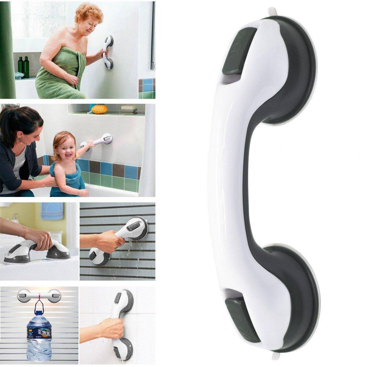 Non Slip Bathroom Grab Bar with Suction Cups for Bath and Shower