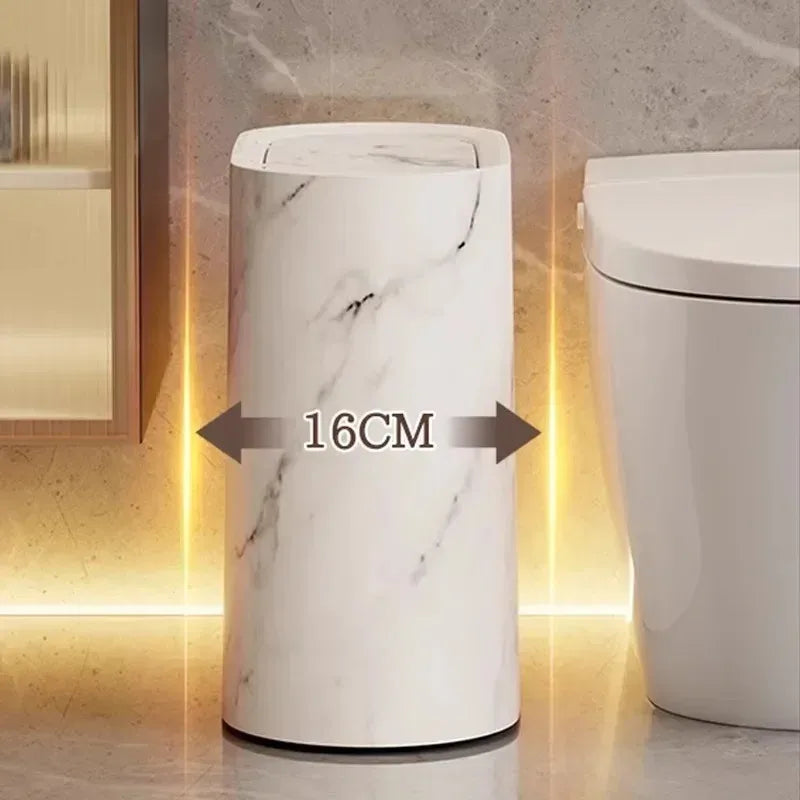 Nordic Marble Push Lid Bathroom Trash Can