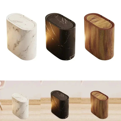 Nordic Marble Push Lid Bathroom Trash Can