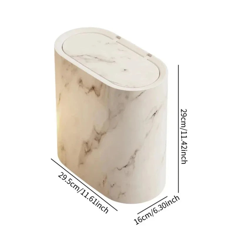 Nordic Marble Push Lid Bathroom Trash Can