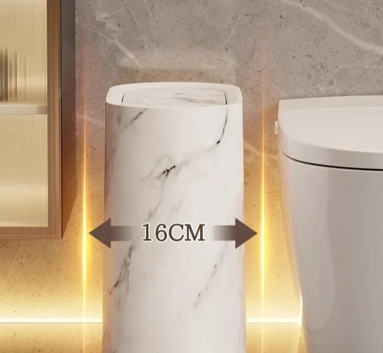 Nordic Marble Push Lid Bathroom Trash Can