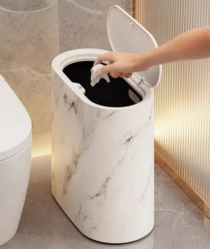 Nordic Marble Push Lid Bathroom Trash Can