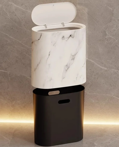 Nordic Marble Push Lid Bathroom Trash Can