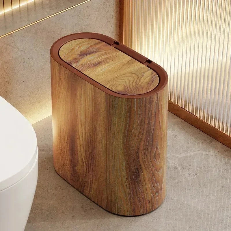 Nordic Marble Push Lid Bathroom Trash Can