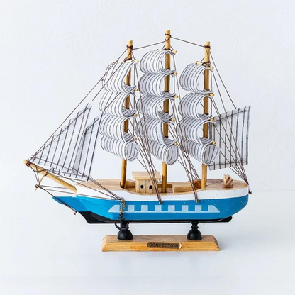 Nordic Wooden Sailboat LED Decorative Table Sculpture