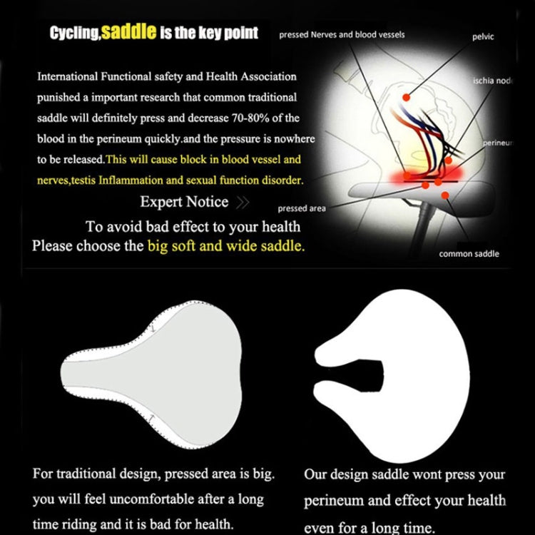 Noseless Comfort Bike Saddle Thick Padded Shock Absorbing Seat