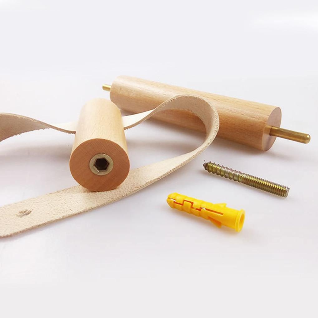 Oak Wood Toilet Paper Holder with Faux Leather Strap