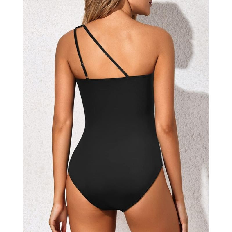 One Shoulder Tummy Control One Piece Swimsuit for Women