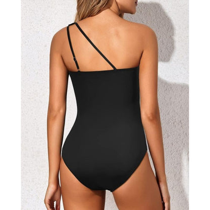 One Shoulder Tummy Control One Piece Swimsuit for Women