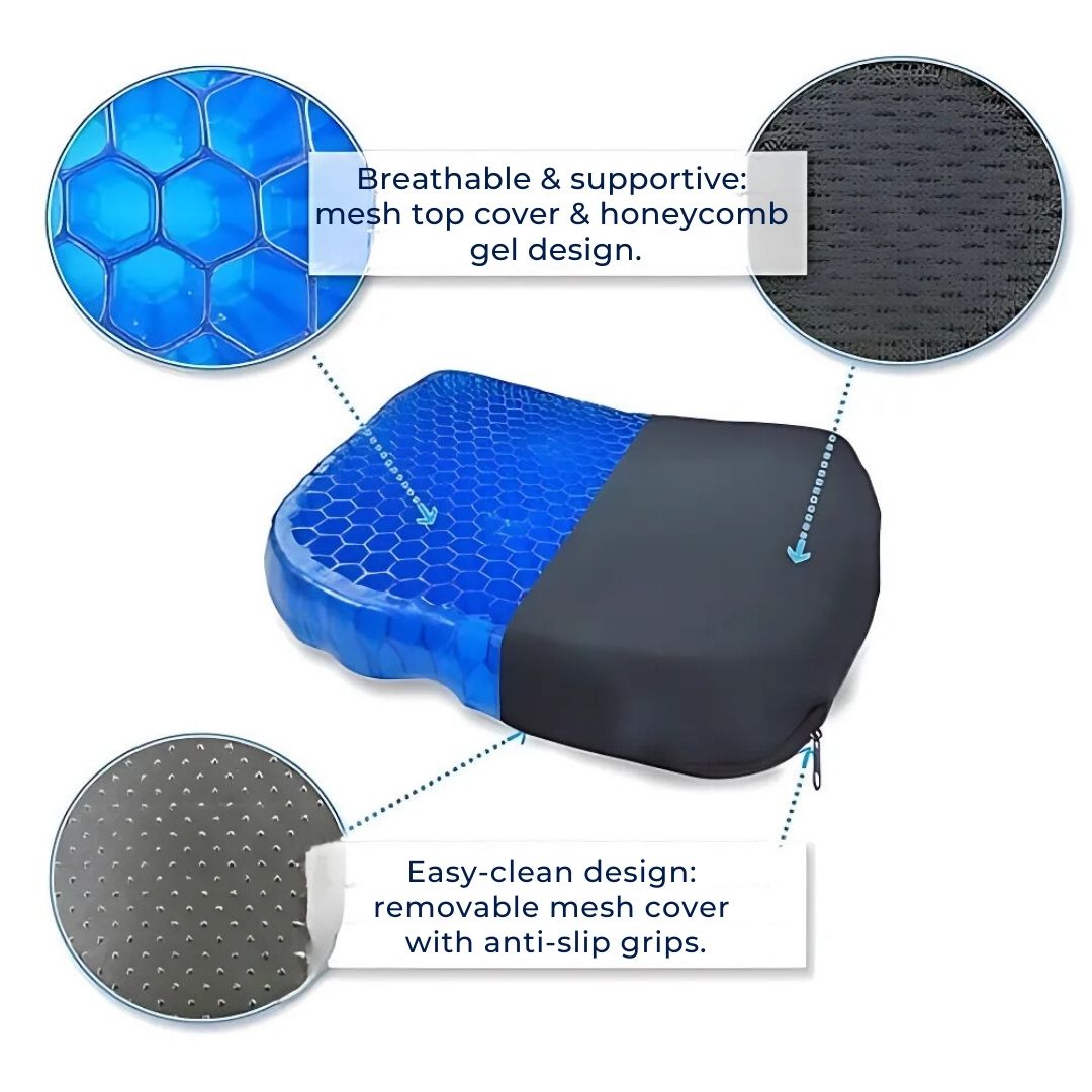 Orthopedic Gel Seat Cushion for Tailbone and Lower Back Support