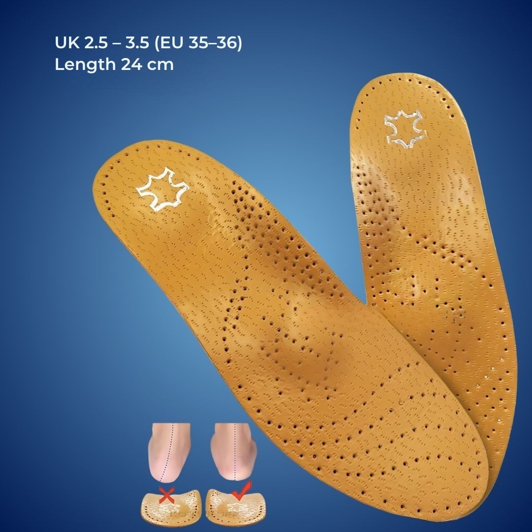 Orthopedic Leather Shoe Insoles with Arch Support