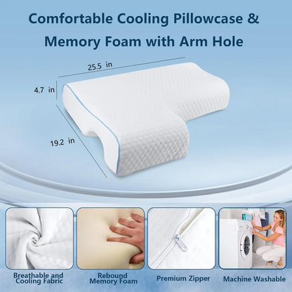Orthopedic Memory Foam Couple Pillow with Arm Tunnel Design