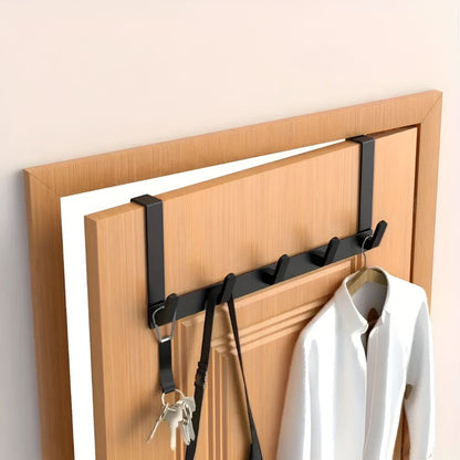 Over Door 5 Hook Rack Stainless Steel No Drill Storage Organizer
