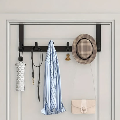 Over Door 5 Hook Rack Stainless Steel No Drill Storage Organizer