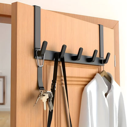 Over Door 5 Hook Rack Stainless Steel No Drill Storage Organizer