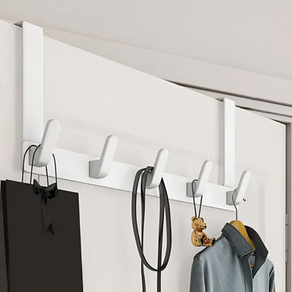 Over Door 5 Hook Rack Stainless Steel No Drill Storage Organizer