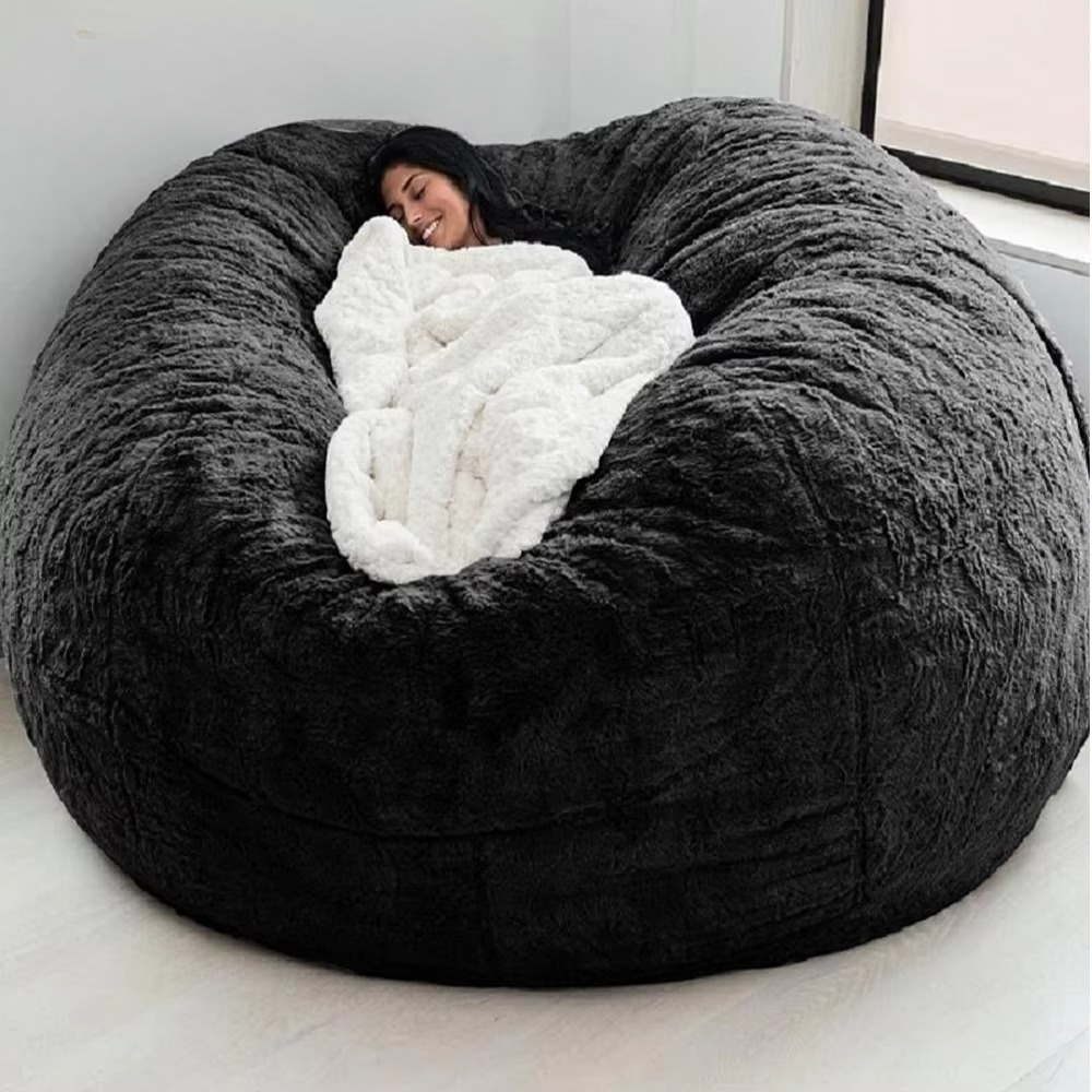 Oversized Faux Fur Bean Bag Cover 5ft Washable Lounge Chair Cover