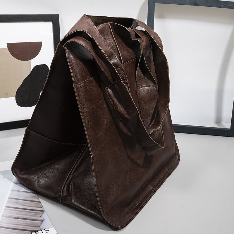 Oversized PU Leather Weekender Travel Tote Bag