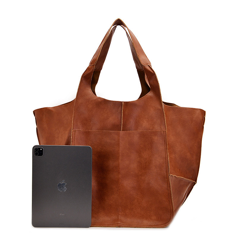 Oversized PU Leather Weekender Travel Tote Bag