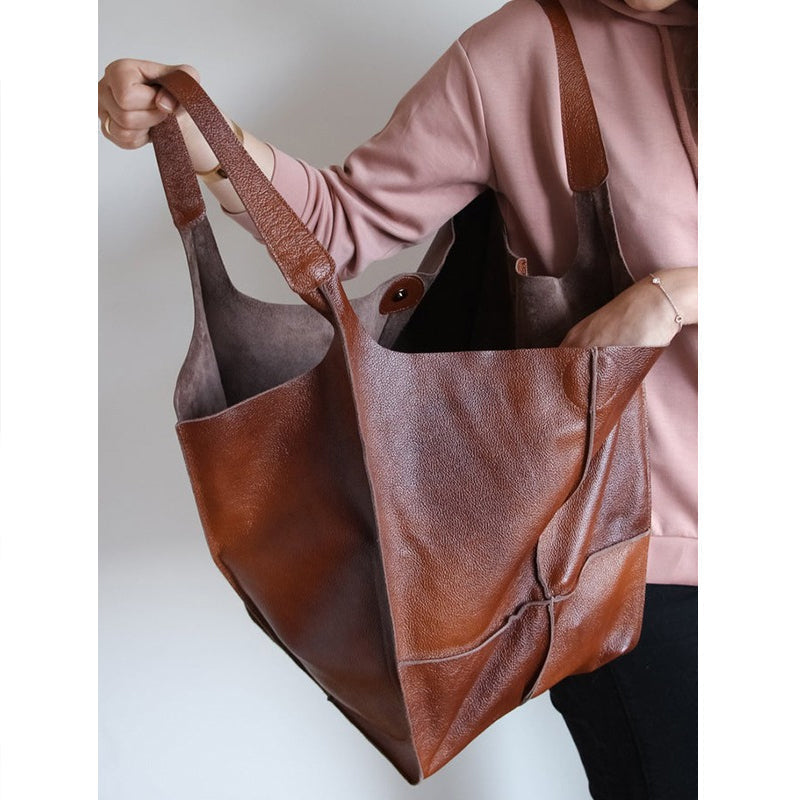 Oversized PU Leather Weekender Travel Tote Bag