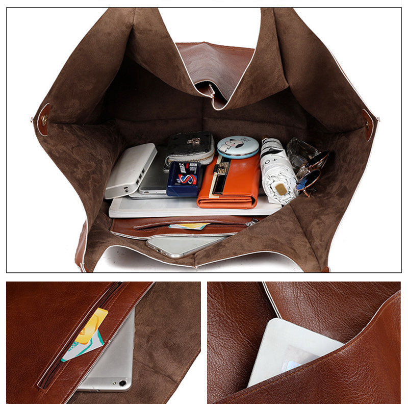 Oversized PU Leather Weekender Travel Tote Bag