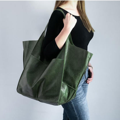 Oversized PU Leather Weekender Travel Tote Bag