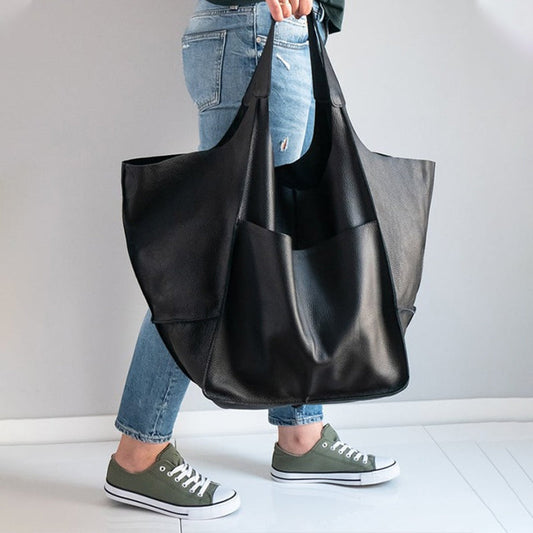 Oversized PU Leather Weekender Travel Tote Bag