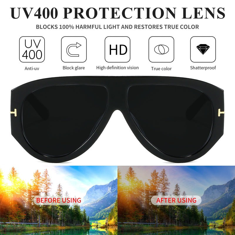 Oversized UV400 Aviator Sunglasses for Women