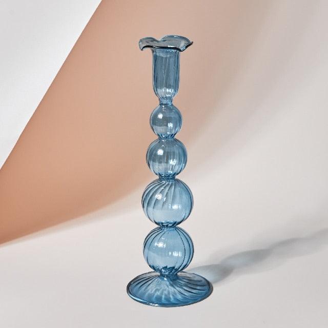 Pastel Glass Candle Holder for Elegant Table Decor